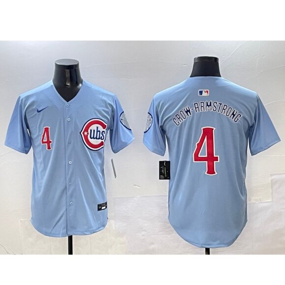 Mens Kids Youths Pete Crow-Armstrong Jersey Blue Stitched - Picture 2 of 2